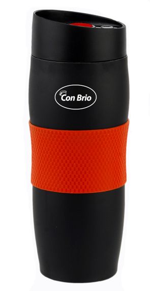 Термокружка Con Brio CB-366 черно-оранжевая 380 мл из нержавеющей стали герметичная