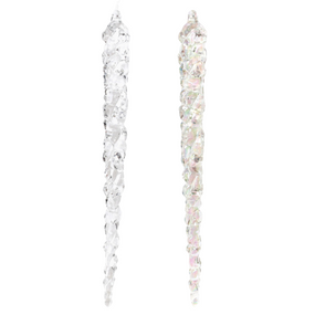 Декор підвісний Бурулька 23см акрилова 2 види: прозорий лід/діамантовий блиск БОНА ДИ