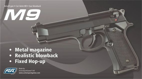 Пістолет страйкбольний ASG M9 Green Gas кал. 6 мм | Зображення 1