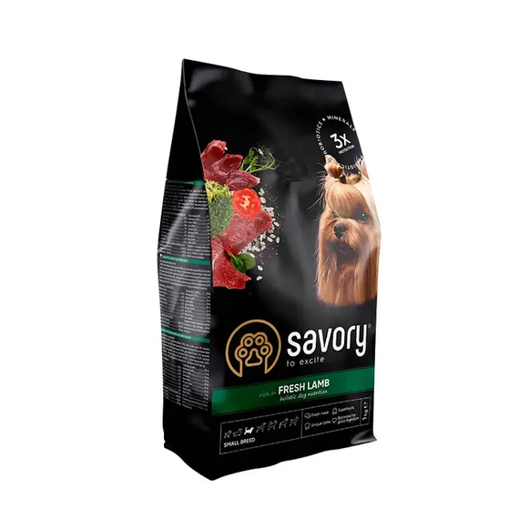 Сухий корм Savory для дорослих собак маленької породи, свіже ягня 1кг