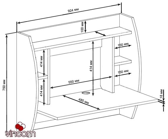 Стол компьютерный навесной Comfy-Home AirTable Eco | Зображення 2