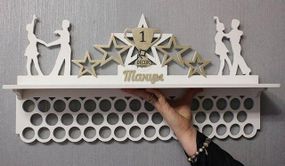 Медальниця танці, іменна з поличкою, дерев'яна, тримач для медалей, медальниці