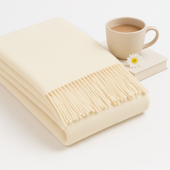 Плед тревел 100% шерсть белый 140×200 см с ремнем Love You | Зображення 3