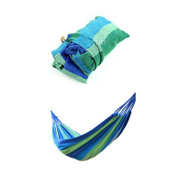 Туристичний гамак для відпочинку підвісний без планки 80x200 см, вуличний тканинний, синій і червоний | Зображення 3