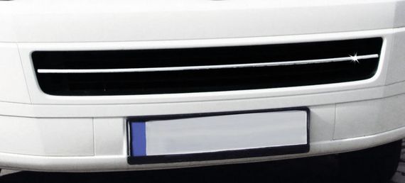 Накладка на решетку бампера (нерж) OmsaLine - Итальянская нержавейка для Volkswagen T5 Caravelle 2004-2010 гг | Зображення 1