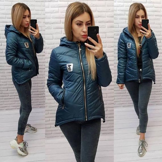 Жіноча демісезонна куртка з емблемою, арт.210/7, аква | Зображення 3