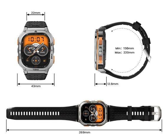 Смарт-годинник тактичний Kospet Tank M3 ULTRA Metal Silver (KTM0003UMS) | Зображення 6
