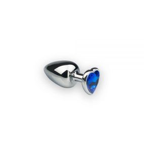 Анальна пробка Silver Heart Sapphire з кристалом у вигляді сердечка S Sex Aura