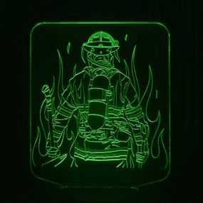 Акриловый светильник-ночник Пожарник зеленый tty-n001389