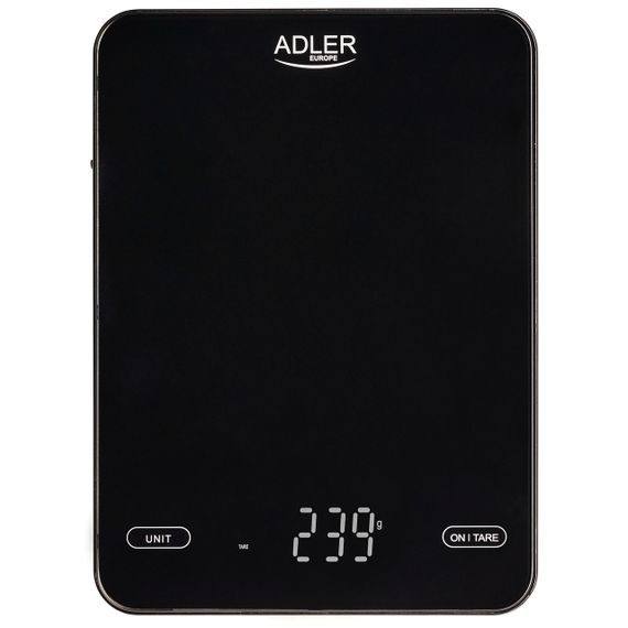Ваги кухонні електронні Adler AD 3177 USB-C чорні до 10 кг зі скляною платформою