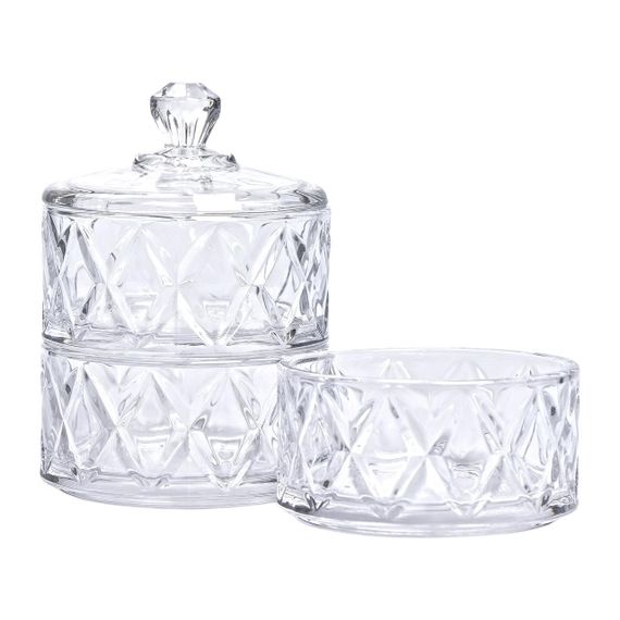 Цукерниця триярусна скляна з кришкою Ø 10.5 см | Зображення 2