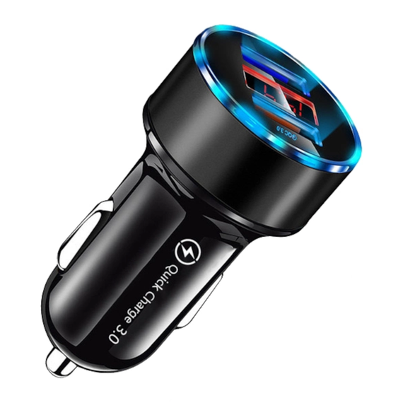 Автомобильная быстрая USB зарядка QC 3.0 от прикуривателя с вольтметром. 3,1 А, 12- 24 В | Зображення 1