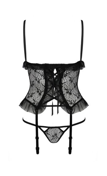 Корсет зі стрінгами JUSTINA CORSET black S/M - Passion | Зображення 2