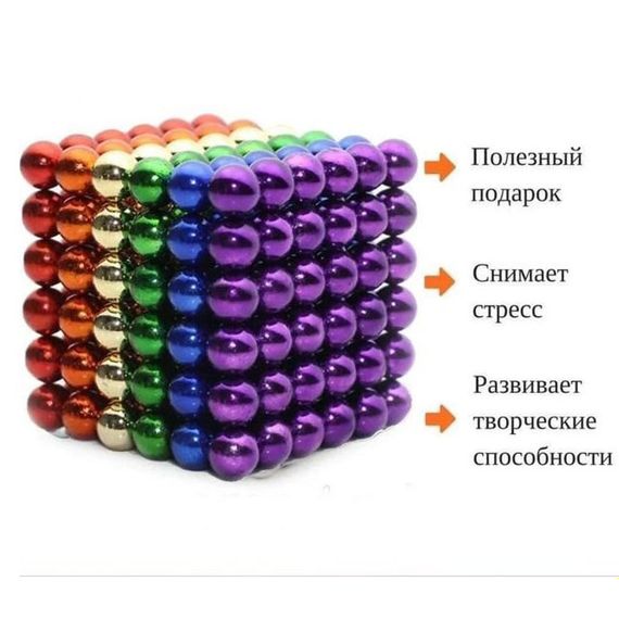 Магнитный конструктор Нео NeoCube Разноцветный, магнитная XZ-768 игрушка неокуб | Зображення 2