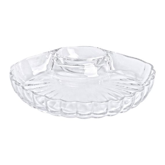 Блюдо сервировочное для закусок с соусником 21х19х3 см стеклянное HP-YH-58 | Зображення 5