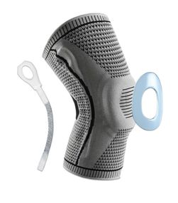 Бандаж (наколінник) ортопедичний для колінного суглоба EasyFit з ребрами жорсткості та силіконовою вставкою (сірий), розмір S (EF-0079-S)