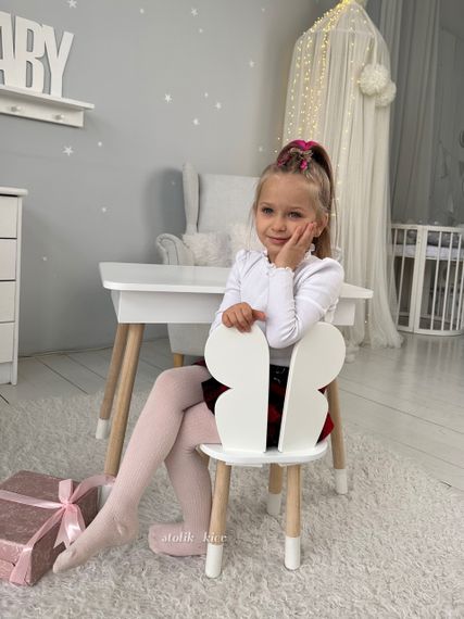 Дитячий столик і стільчик метелик білий. Столик із нішею для олівців і розмальовок | Зображення 7