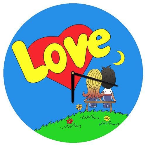 Годинники настінні круглі, 36 см Love сині (CHR_O_15M001)