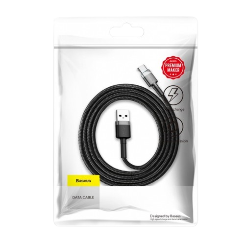 Кабель USB Type-C BASEUS Cafule 3,0A 1м сірий/чорний | Зображення 4