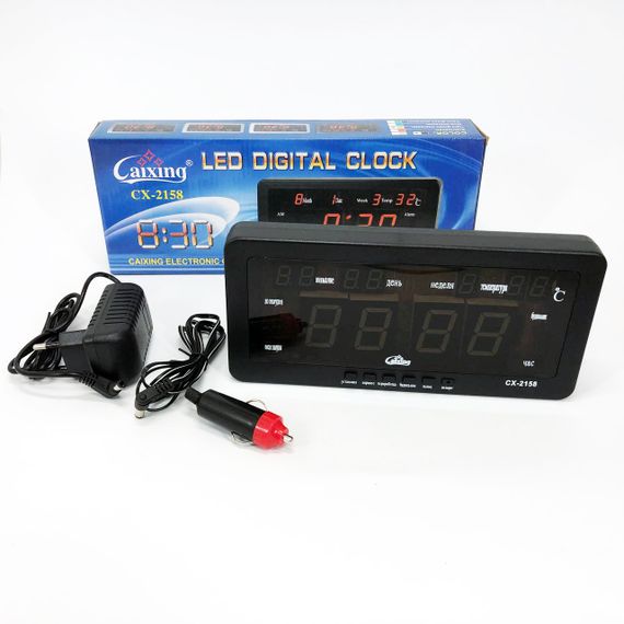 Годинник настільний Caixing CX-2158 із зеленим підсвічуванням, Електронний настільний годинник digital світиться | Зображення 3