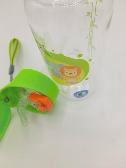 Пляшка для води CASNO 400 мл KXN-1195 Зелена (Малята-звірята) з соломинкою | Зображення 3