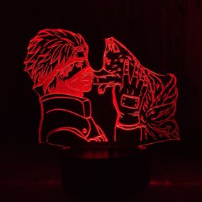 Акриловый светильник-ночник Какаши и Курама красный tty-n000494