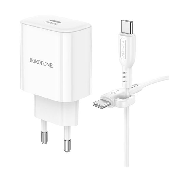 МЗП Borofone BA81A PD20W (1USB-C) + кабель Type-C to Type-C White | Зображення 3