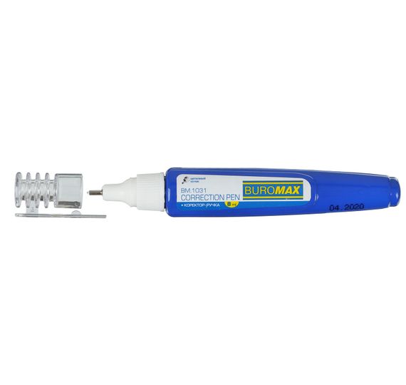 Коректор-ручка 8 мл BM.1031 BUROMAX, емульсійна основа, металевий наконечник (4823078958044) | Зображення 1