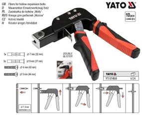 Набор заклепочник дюбелей Molly YATO Польша 10 дюбелей YT-51450