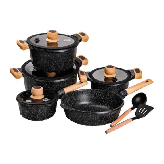 Набір посуду, комплект з 4 каструль і сковорідок, MGC, чорний HP-4-404B | Зображення 1