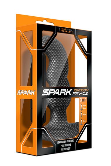 Анальна пробка з вібрацією 3-в-1 SPARK IGNITION PRV-02 CARBON FIBER | Зображення 3