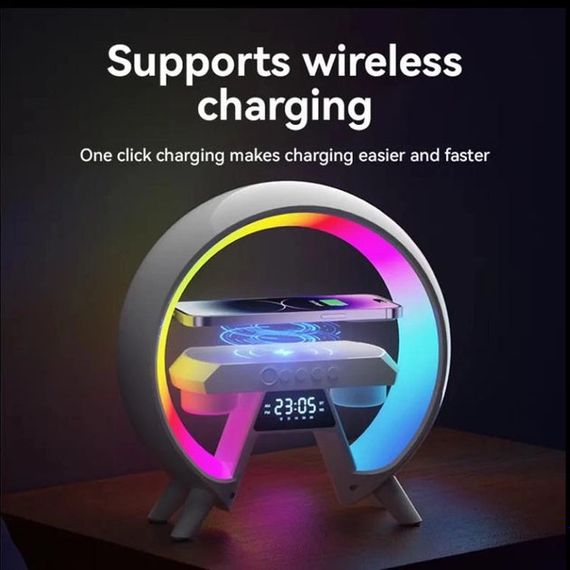 LED Лампа нічник з бездротовою зарядкою та Bluetooth динаміком G-Lite XM-X63, Годинник хамелеон з будильник | Зображення 5