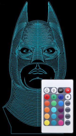 Акриловий світильник-нічник з пультом 16 кольорів Бетмен tty-n000736