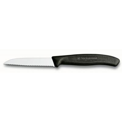 Кухонний ніж Victorinox SwissClassic для овощей 8см, волнистое лезвие, черный (6.7433)