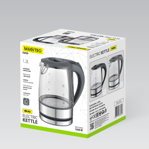 Електрочайник 1370-1630W скло MR-062-BLACK Maestro | Зображення 5