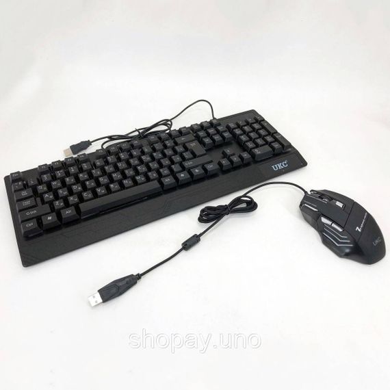 Клавиатура+мышка UKC с LED подсветкой от USB M-710, клавиатура игровая с подсветкой и мышкой HS-70 | Зображення 3