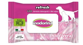Вологі серветки для всіх типів шерсті котів, собак та кроликів Inodorina Everyday Aloe Vera з ароматом алое вера, 110 шт