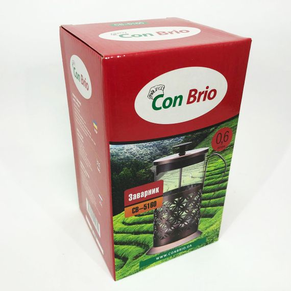 Френч-прес Заварник для чаю Con Brio CB-5160 600мл, Чайник самовар скляний, Чайники для заварювання | Зображення 3
