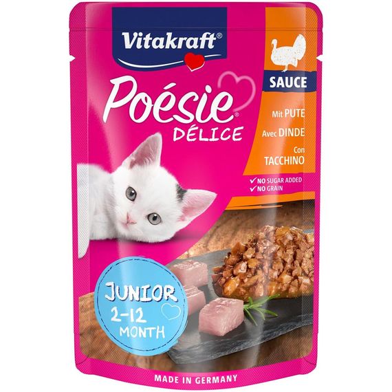 Корм Vitakraft Poésie Délice влажный с индейкой в соусе для котят 85 гр