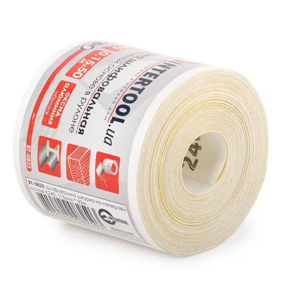 Шкурка шліфувальна, паперова основа, К240, 115 мм × 50 м INTERTOOL BT-0825 | Зображення 1