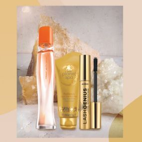 Подарочный набор косметики для женщины Avon «Утонченная леди» - парфюм Summer White Sunset, тушь для ресниц, SPA маска для лица