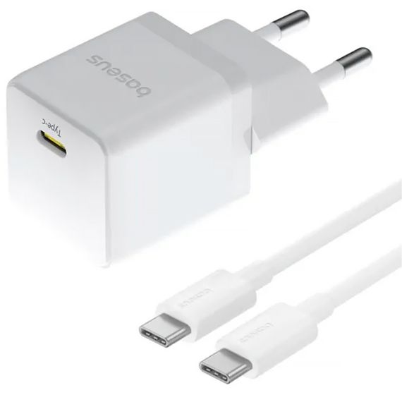 МЗП Baseus Palm Fast Charger 20W (1USB-C) + кабель Type-C to Type-C (P10111602) Moon White