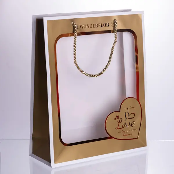 Набір подарункових пакетів з паперу Love з віконцем 12 шт 26×10×32 см HP-10359-18 | Зображення 6