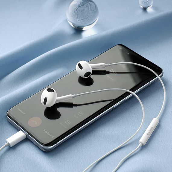 Навушники Baseus Encok Type-C lateral in-ear Wired Earphone C17 White | Зображення 5