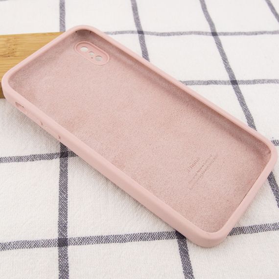 Чехол Silicone Case Square Full Camera Protective (AA) для Apple iPhone XS / X (5.8") Червоний / Red Салатовий/Neon green | Зображення 2