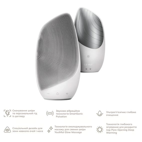 Электронная звуковая термо щетка для лица GESKE Sonic Thermo Facial Brush 6в1, Белый | Зображення 1