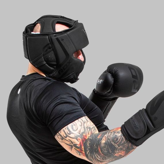 Боксерський шолом RDX T15 Noir Cheek Protector Matte Black  XL (капа у комплекті) | Зображення 7