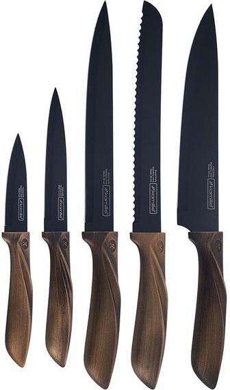 Набір кухонних ножей Kamille Oryen Brown 5 ножів на підставці Block | Зображення 1