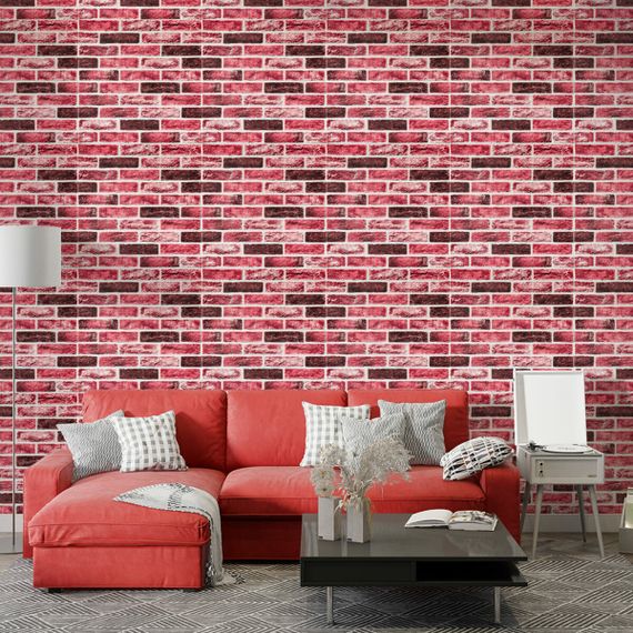 Самоклеюча 3D панель цегла клінкер насичений червоний 700х700х5мм (416) SW-00001182 | Зображення 4