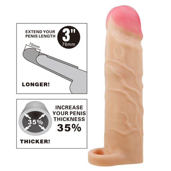 Насадка  на пеніс PRETTY LOVE Gerd Flesh, Extend your penis lenghth 3'' (76mm) | Зображення 8